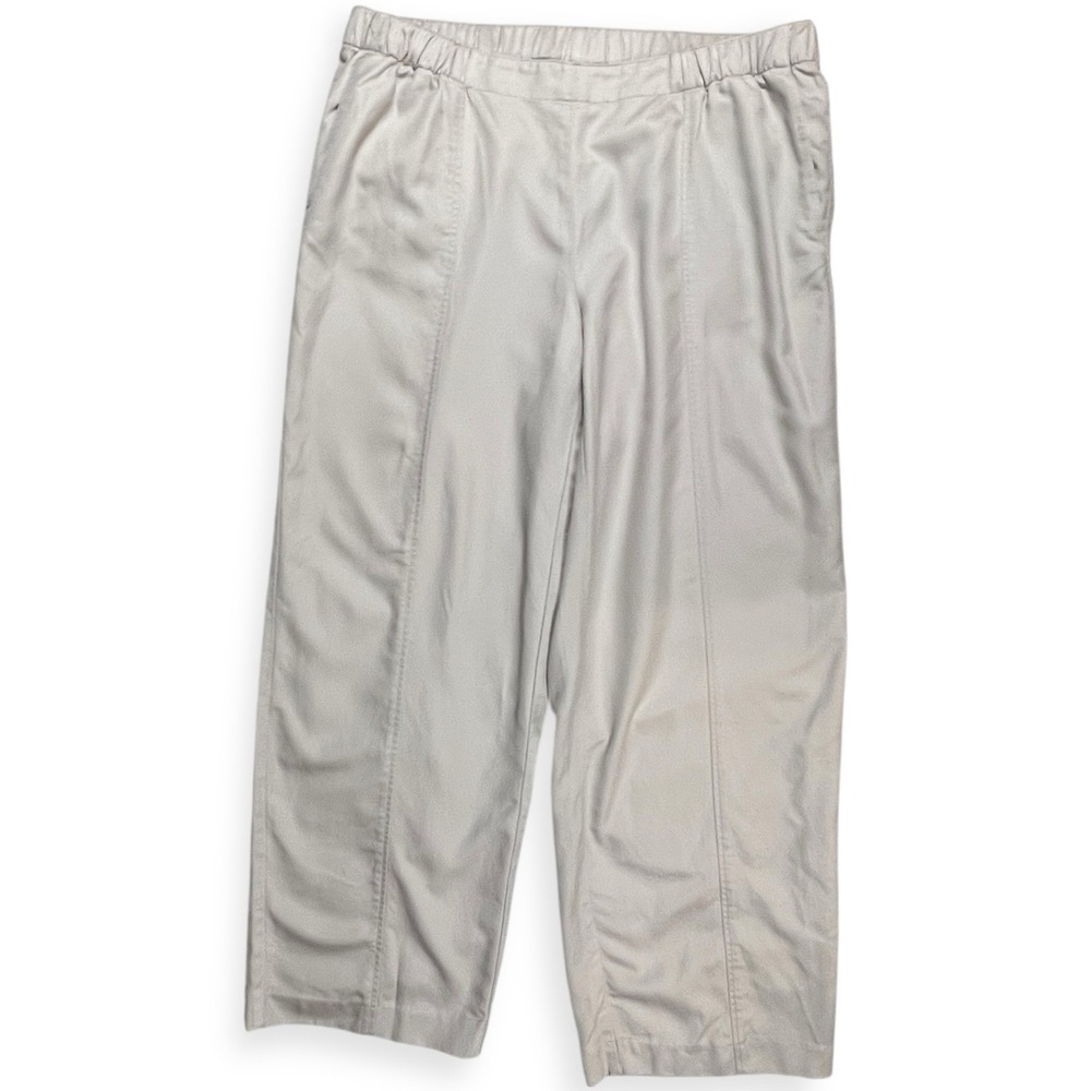 Pure Jill Wide Leg Pants Women CL Beige Elastic Waist  Tencel J Jill Neutral Tan